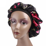 New Fshion Women Satin Night Sleep Cap Hair Bonnet Hat Silk Head Cover Wide Elastic Band