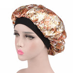 New Fshion Women Satin Night Sleep Cap Hair Bonnet Hat Silk Head Cover Wide Elastic Band