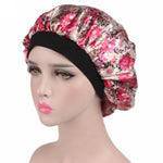 New Fshion Women Satin Night Sleep Cap Hair Bonnet Hat Silk Head Cover Wide Elastic Band