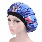 New Fshion Women Satin Night Sleep Cap Hair Bonnet Hat Silk Head Cover Wide Elastic Band